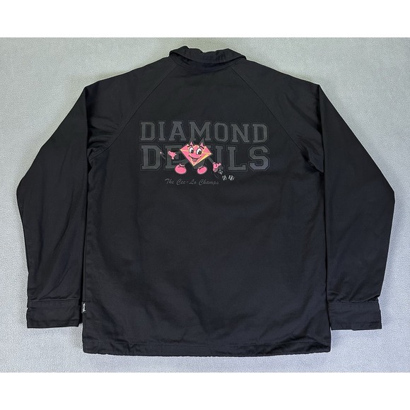 Diamond Supply Jacket Mens Large Black Trucker Diamond Devils The Cee Lo Champs - Picture 1 of 12